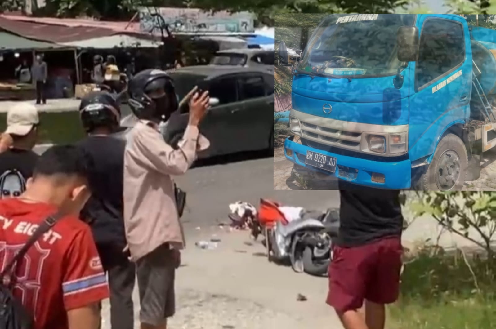 Truk Tanki BBM Lindas Pengendara Motor di Pekanbaru